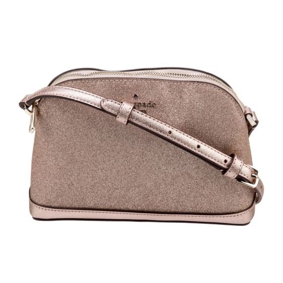 Kate Spade New York Rose Gold Tinsel Dome Sparkly Crossbody Bag *Minor Stains* - Picture 2 of 13